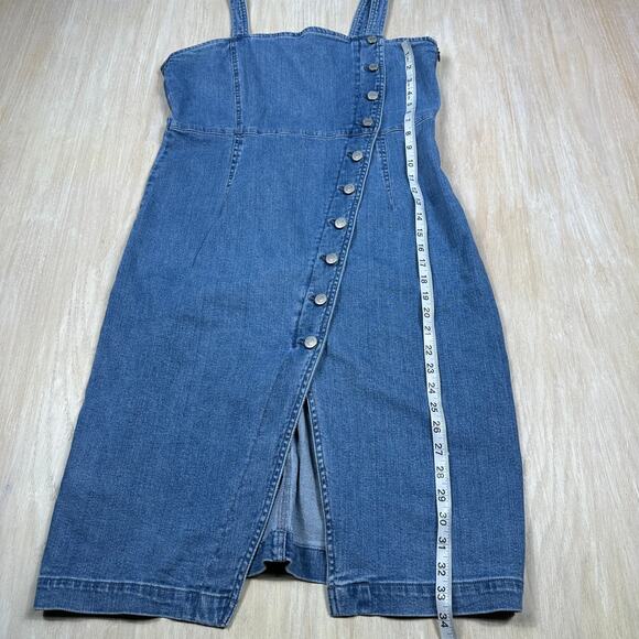 Vero Moda Blue Denim Button Front Sleeveless Bodycon Summer Midi Dress Large - Picture 6 of 12